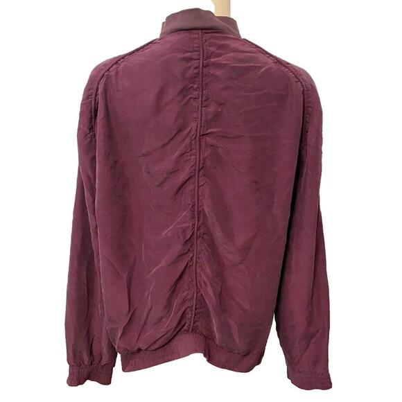 Vintage TULLIANO 100% Silk Track Bomber Jacket Men's XXL Burgundy Zip Lined - Picture 2 of 11